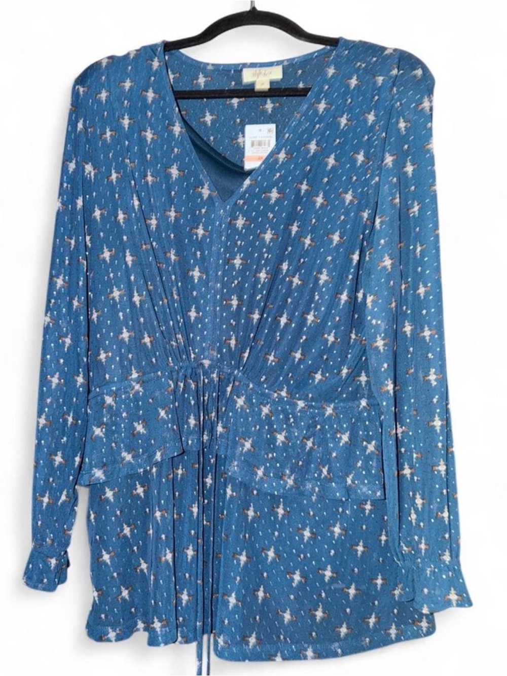 Style & Co. Blue Star-Print Long Sleeve Tunic